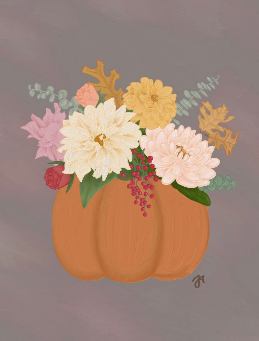 pumpkin vase digital print