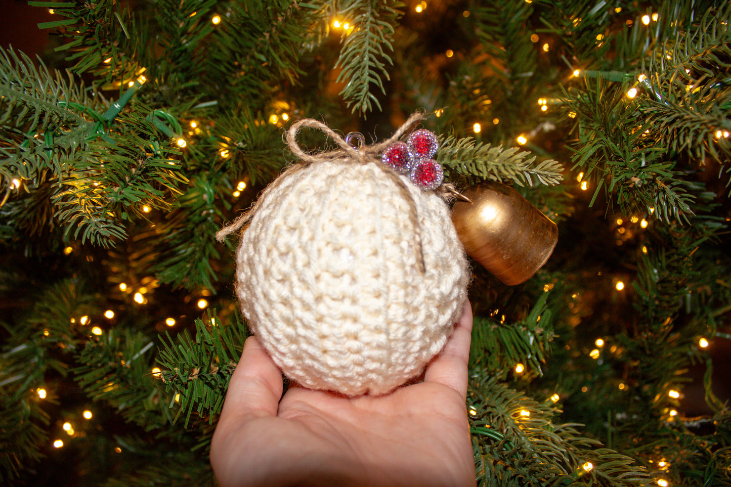 cream crocheted bauble