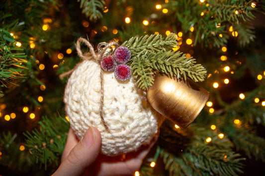 cream crocheted bauble