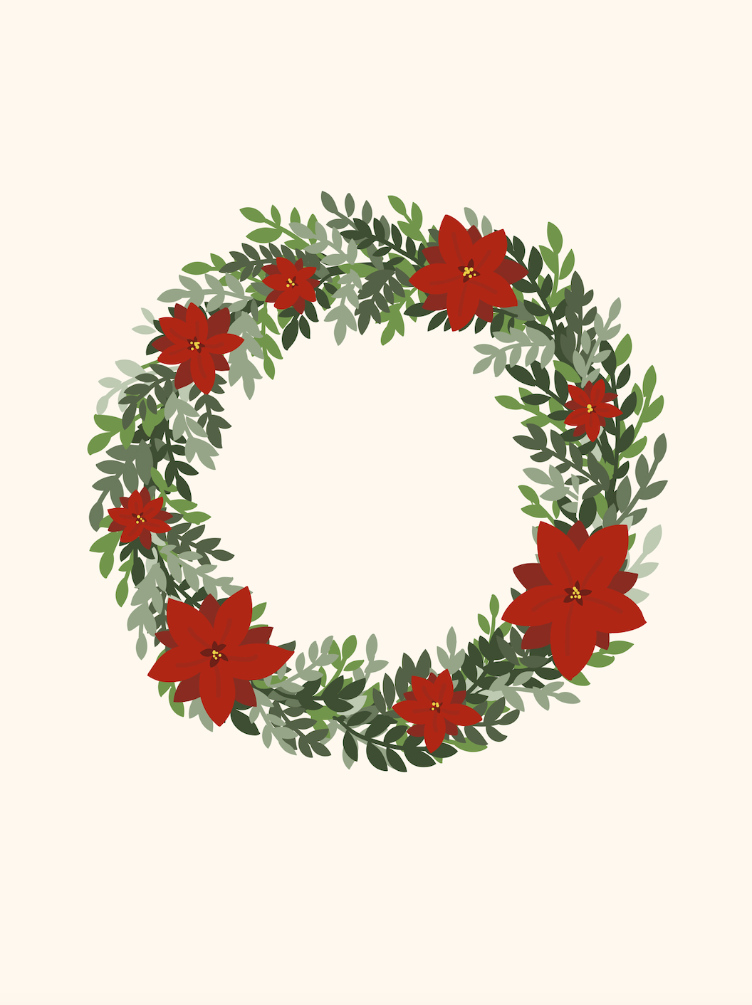 poinsettia wreath - digital print