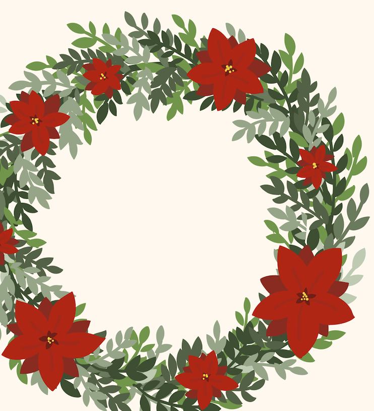 poinsettia wreath - digital print